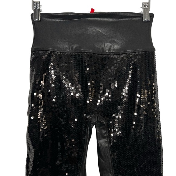 Spanx Faux Leather Sequin Leggings Black Size S - Picture 10 of 15